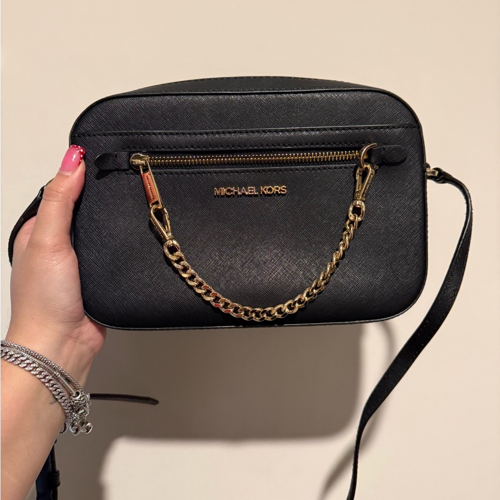 Michael Kors Black Crossbody with Gold Chain